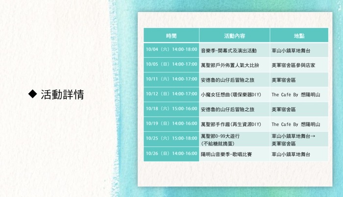 【陽明山草地音樂季】快加入我們!萬聖搗蛋趣~圖片